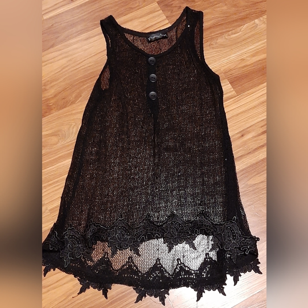 Lace sleeveless mesh top, L-XL, never worn